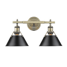  3306-BA2 AB-BLK - Orwell AB 2 Light Bath Vanity in Aged Brass with Matte Black shades